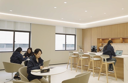 Modern and bright staff lounge area at Dayuan headquarters