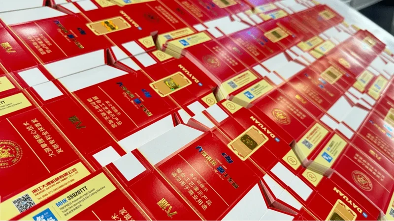 Dayuan hot stamping & die-cut samples for high-end red packaging boxes